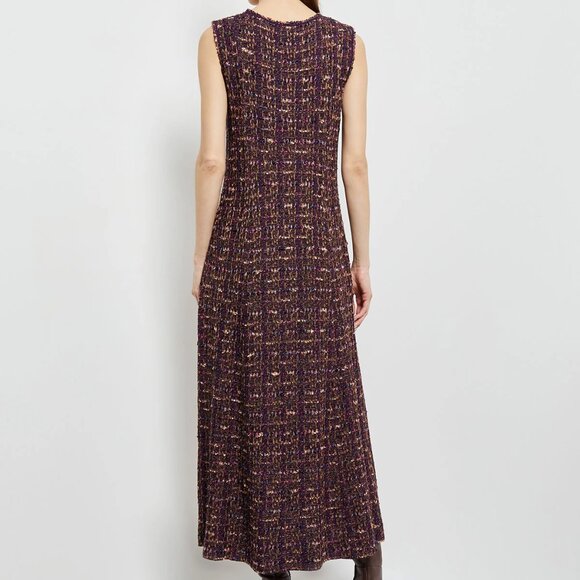 Misook Burgundy Tweed Sleeveless Fit & Flare Midi Dress - Picture 5 of 8